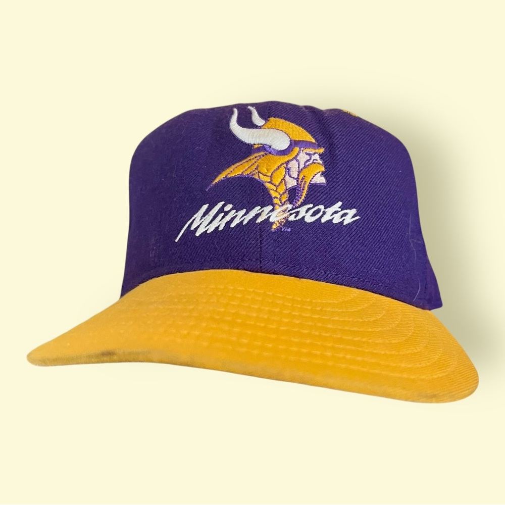 Minnesota Vikings Hat Cap New Era 5950 Pro Model Wool Size 6 3/4 Purple Gold
